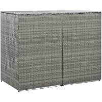 Los mejores  - Festnight Cobertizo Doble Cubo Basura Cobertizo de Jardín Exterior Ratán Sintético Gris 153x78x120cm